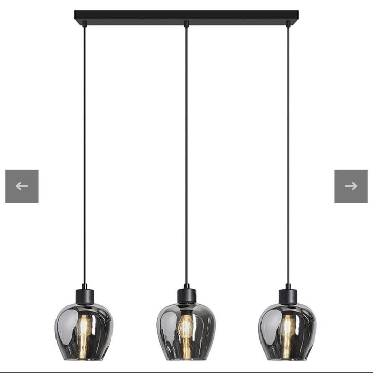 Smoke glas lamp 3 bollen, Huis en Inrichting, Lampen | Hanglampen, Nieuw, 75 cm of meer, Glas, Metaal, Ophalen