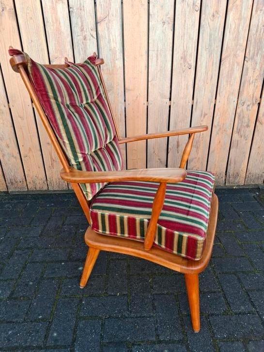 Spijlenstoel  scandinavisch., Huis en Inrichting, Fauteuils, Gebruikt, Hout, 50 tot 75 cm, Minder dan 75 cm, Ophalen