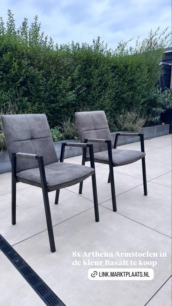 8x Arthena Armstoel - Donkergrijs met Stalen Poten, Huis en Inrichting, Stoelen, Grijs, Ophalen of Verzenden