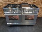 🔥Luxe Fornuis Boretti 120 cm rvs 7 pits 2 grote ovens, 60 cm of meer, 5 kookzones of meer, Vrijstaand, 90 tot 95 cm
