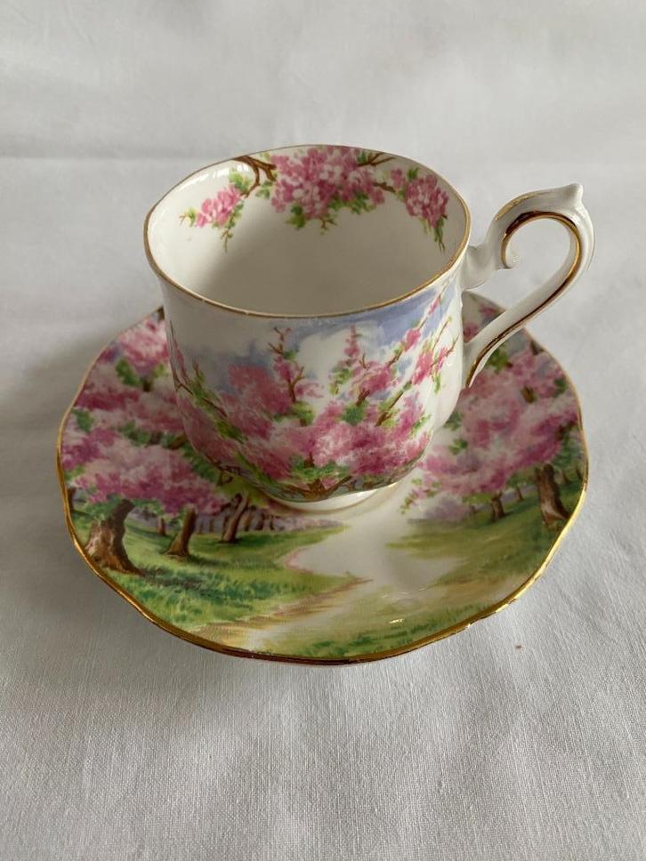 Prachtige dames kop en schotel Royal Albert Blossom Time, Huis en Inrichting, Keuken | Servies, Gebruikt, Kop(pen) en/of Schotel(s)