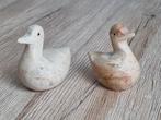 Mooie Vintage Set van 2 Kleine Eenden Marmer - Speksteen, Verzenden, Gebruikt, Vogel, Beeldje of Figuurtje