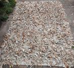 Mooi leren vloerkleed lapjes reepjes . Echt leer 160 x 230, Ophalen, Gebruikt, Bruin, 150 tot 200 cm