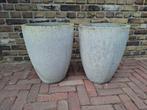 Bloempotten 2 stuks grijs betonlook, Tuin en Terras, Bloembakken en Plantenbakken, Ophalen, Gebruikt, Rond, Minder dan 30 cm