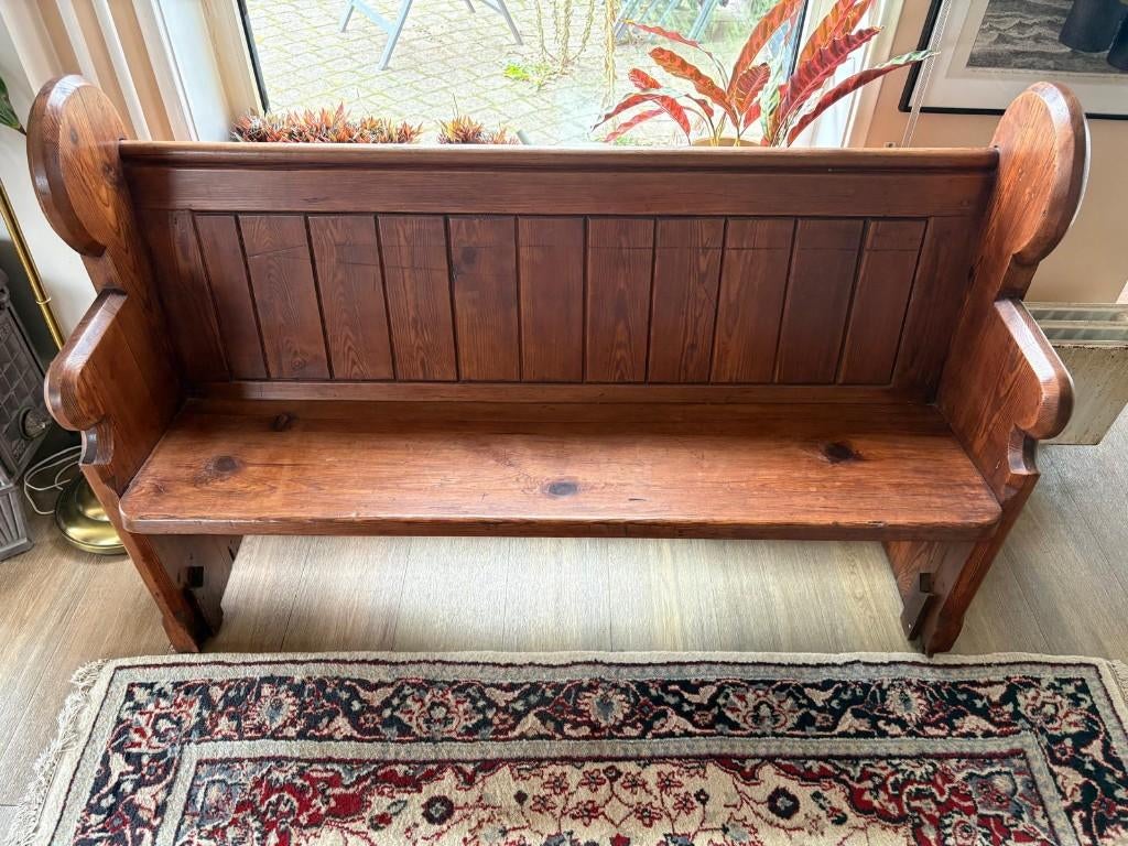 Oud grenen kerkbankje, Antiek en Kunst, Ophalen