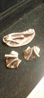 Vintage Harrie Lenferink Broche & Oorbellen Set, Brons, Gebruikt, Minder dan 4 cm, Ophalen of Verzenden