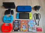 Nintendo Switch V2 met 3 spellen, alle accessoires + extra!, Spelcomputers en Games, Switch 2019 Upgrade, Gebruikt, Met 2 controllers