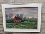 Zicht op boerderij. Impres. Leerling Th. v. Oorschot., Huis en Inrichting, Ophalen, Zo goed als nieuw, Schilderij, 50 tot 75 cm