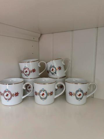 Pip Studio servies Love Birds koffie kopjes met blauw/roze beschikbaar voor biedingen