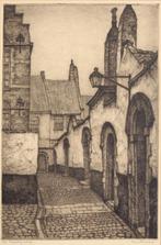 Ets, Begijnenhof Kortrijk., Antiek en Kunst, Kunst | Etsen en Gravures, Ophalen