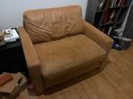 Comfortabele bruine fauteuil. 110x90. Echt leer, achterkant., Huis en Inrichting, Gebruikt, Minder dan 75 cm, Leer, Ophalen of Verzenden