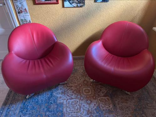 Leolux papageno, Huis en Inrichting, Stoelen, Gebruikt, Twee, Leer, Rood, Ophalen