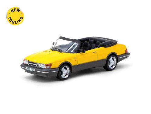 Saab 900 Turbo Convertible geel 1:64 Tarmac 100, Hobby en Vrije tijd, Modelauto's | Overige schalen, Nieuw, Verzenden