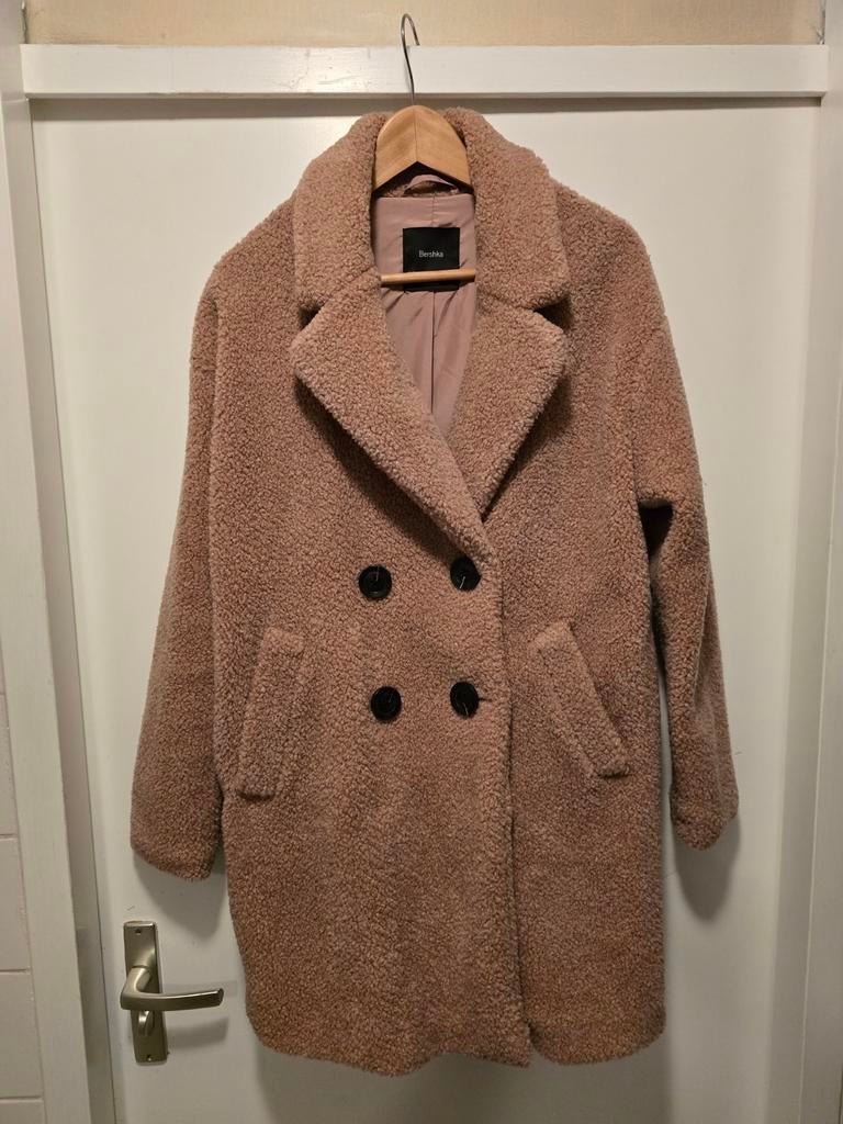 Bershka Teddy Coat - Maat M, Maat 38/40 (M), Overige kleuren, Zo goed als nieuw, Bershka