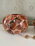 2x grote mooie vazen 20x30 cm. bloempotten bruin/zwart/wit, Huis en Inrichting, Ophalen, Overige kleuren, Aardewerk of Porselein