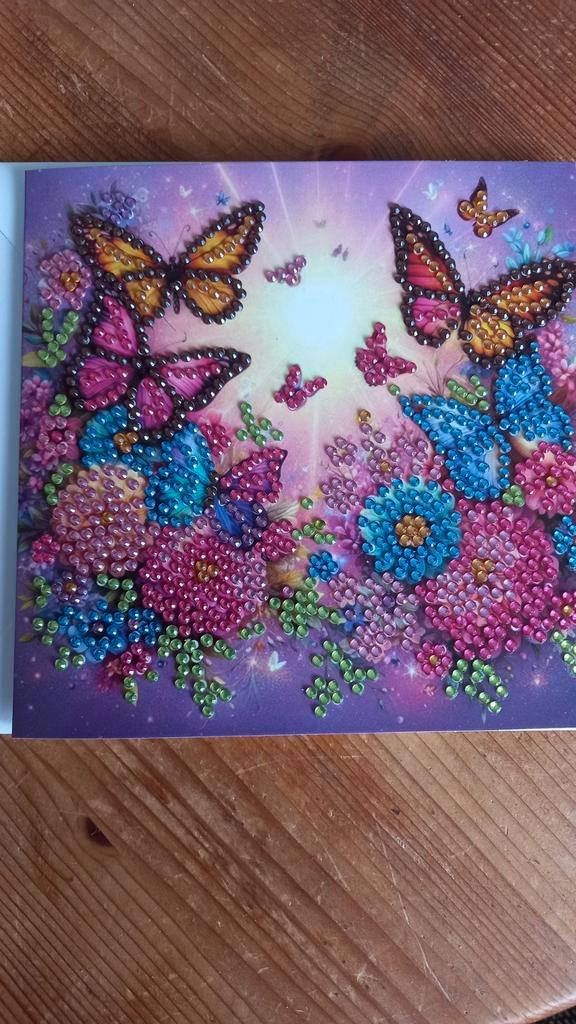Kaart met envelop. Diamond painting. Vlinders., Hobby en Vrije tijd, Kaarten | Zelfgemaakt, Nieuw, Dieren, Ophalen of Verzenden