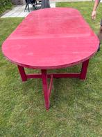 Ovale houten tafel gedeeltelijk inklapbaar, Huis en Inrichting, Tafels | Eettafels, Ophalen, Gebruikt, 200 cm of meer, Vijf personen of meer