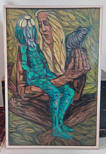 Elly Kuipers (1938-2016) schilderij ‘3 figuren expressief’ beschikbaar voor biedingen