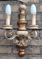 Wandlamp. Oud. Hout/metaal. 37 cm., Huis en Inrichting, Lampen | Wandlampen, Ophalen, Gebruikt, Metaal