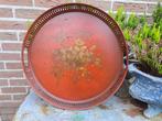 Vintage Tole Painted Dienblad, Ophalen of Verzenden, Gebruikt, Rond, Metaal