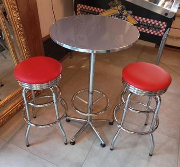 Set 2 Amerikaanse Chrome krukken en tafel gratis verzending  beschikbaar voor biedingen