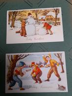 2 oude Nieuwjaarskaarten uit 1955 en 1956, Ophalen of Verzenden, 1940 tot 1960