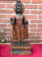 kleurrijk houten Boeddha beeld, Gebruikt, Ophalen of Verzenden