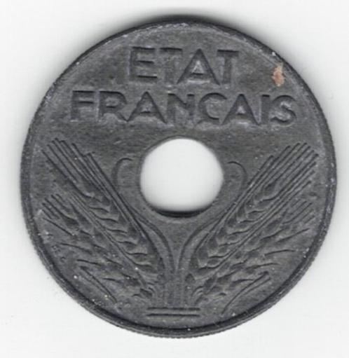 25-815 Frankrijk 20 centimes 1942, Postzegels en Munten, Munten | Europa | Niet-Euromunten, Losse munt, Frankrijk, Verzenden