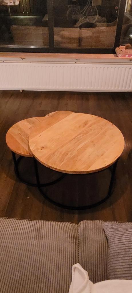 3-delig Mango Houten Salontafeltjes, Huis en Inrichting, Tafels | Salontafels, Zo goed als nieuw, Minder dan 50 cm, 50 tot 100 cm