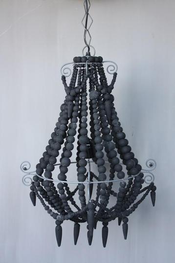 Bohemian Houten Kralen Kroonluchter Vintage Style Hanglamp beschikbaar voor biedingen