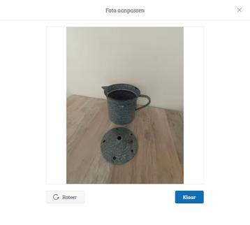 Melkkoker emaille grijs gewolkt   beschikbaar voor biedingen