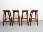 4 vintage barkrukken eiken, Huis en Inrichting, Barkrukken, Niet bekend, 60 tot 90 cm, Zo goed als nieuw, Hout