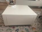 Witte Salontafel met Lade op wieltjes, Huis en Inrichting, Kunststof, Gebruikt, Vierkant, Minder dan 50 cm