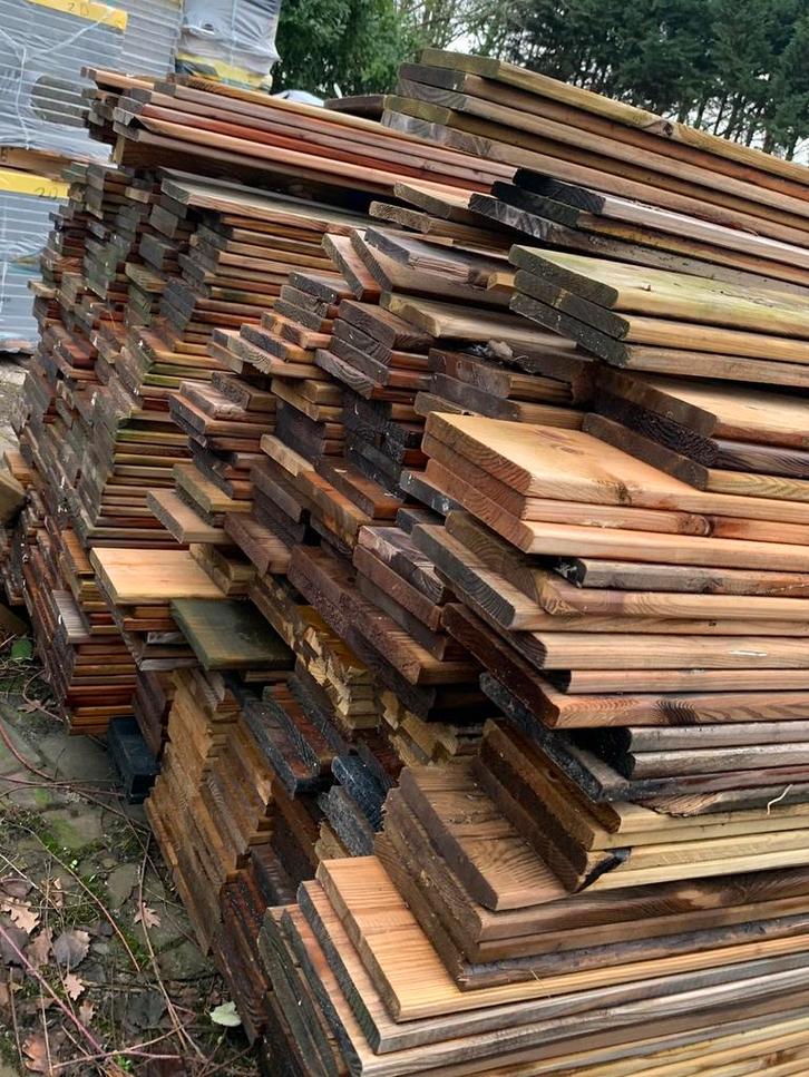 Houten schuttingplanken, Doe-het-zelf en Verbouw, Hout en Planken, Zo goed als nieuw, Plank, Grenen, Minder dan 200 cm, Minder dan 25 mm