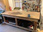 Stevige houten werkbank 240x100x90 cm, Doe-het-zelf en Verbouw, Werkbanken, Ophalen, Gebruikt, Bankschroef