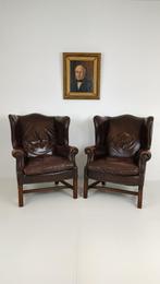 prachtige Set Chesterfield runderleren fauteuil, Huis en Inrichting, 75 tot 100 cm, Gebruikt, Hout, 75 tot 100 cm