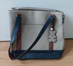 Handtas, taupe, blauw en bruin, Sieraden, Tassen en Uiterlijk, Tassen | Damestassen, Ophalen of Verzenden, Gebruikt, Bruin, Handtas