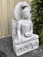 Boeddha op troon white wash, vol steen., Ophalen of Verzenden, Zo goed als nieuw, Steen, Boeddhabeeld