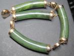 Vintage jade armband 14K goud mooie design, Sieraden, Tassen en Uiterlijk, Antieke sieraden, Ophalen, Goud, Armband, Met edelsteen