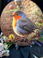 Aluminium Bord met Roodborstje, Ophalen of Verzenden, Gebruikt