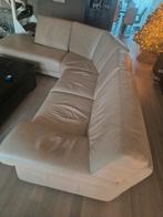 Hoekbank leer. Beige /geel, Ophalen, Zo goed als nieuw, Leer