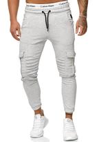 1214-6 Lichtgrijze skinny joggingbroek ribbels  maat L, Nieuw, Grijs, Algemeen, Maat 48/50 (M)