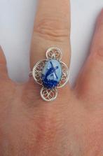 Zilveren ring met delfts blauwe steen maat 16.75 nr.786, Verzenden, Dame, Zilver, Zilver