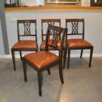Schapenleren eetkamerstoelen 4 STUKS, Ophalen, Gebruikt, Leer, Vier