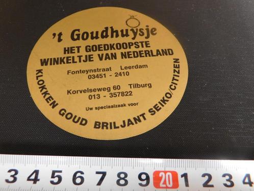 sticker Leerdam Tilburg 't Goudhuysje Klokken Goud Seiko Cit, Verzamelen, Stickers, Zo goed als nieuw, Bedrijf of Vereniging, Ophalen