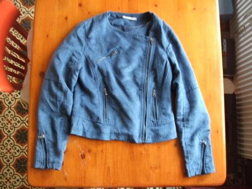 Blauw nepsuède jasje. Merk: Laura Jo. Maat S., Kleding | Dames, Jassen | Zomer, Zo goed als nieuw, Maat 36 (S), Blauw, Ophalen of Verzenden