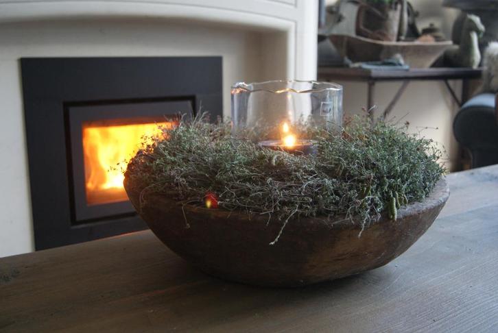 **OPHEFFINGSUITVERKOOP** grote zware houten schaal, Huis en Inrichting, Woonaccessoires | Schalen en Manden, Nieuw, Rond, Hout