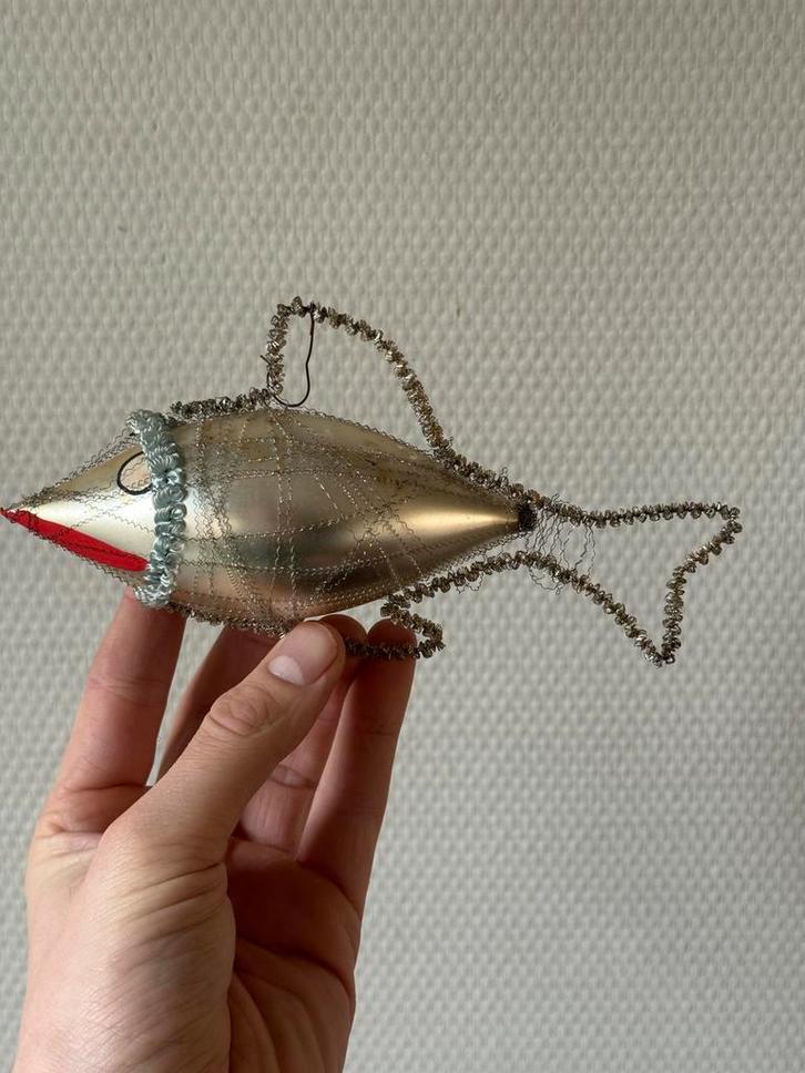 Zeldzame Vintage Antieke Kerstbal Zeppelin, Vis 14 cm, Diversen, Kerst, Gebruikt, Ophalen of Verzenden