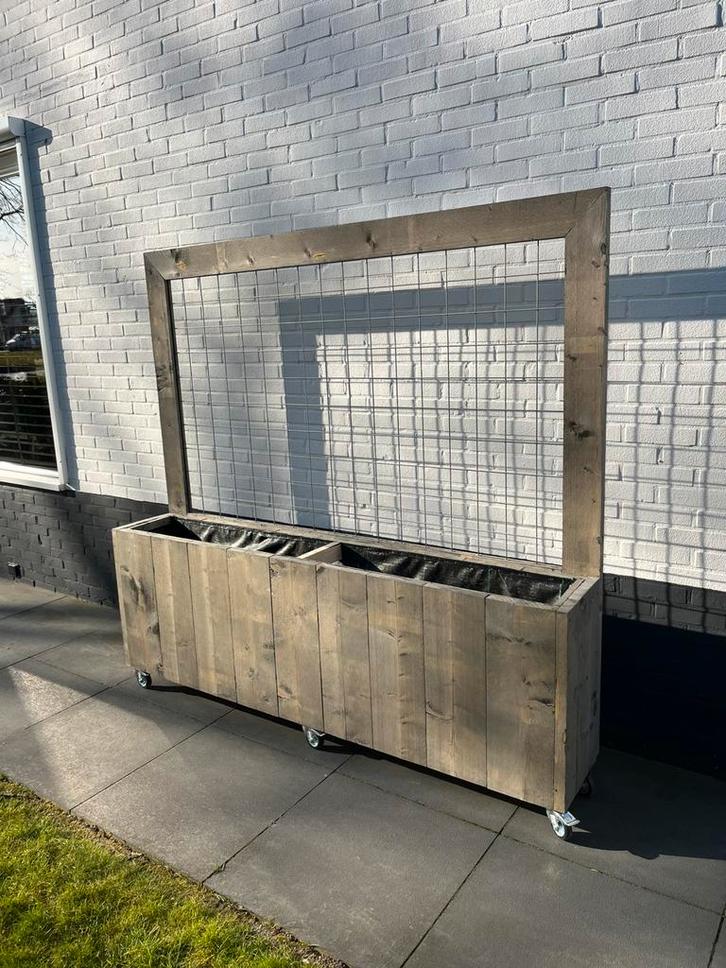 Plantenbak met klimgaas, Tuin en Terras, Bloembakken en Plantenbakken, Nieuw, Hout, Binnen, Balkon, Tuin, Minder dan 30 cm, Minder dan 60 cm