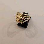14 karaats gouden ring dubbele V vorm Robijn Zirkonia, 18 tot 19, Ophalen of Verzenden, Zo goed als nieuw, Met edelsteen